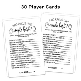 Who Knows The Couple Best Card, 30 Bridal Shower Game Cards, Bridal Wedding Shower Games Ideas Activity for Bridal Shower, Bachelorette or Engagement Party, Fun and Easy, Wedding Icebreaker Game