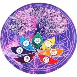 FMTY Crystal Singing Bowls Mat, Round Singing Bowls Mat Washable Healing Bowl cusion, Non-Slip Floor Mat Suitable for Sound Bowl Set, 52" Round (52")