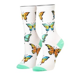 Cool Socks Novelty Crew Socks - Calcetines para mujer, diseño de mariposa, talla grande