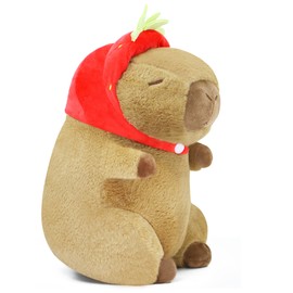 LXSLFY Capybara Plush, Cute Capybara Stuffed Animal, Soft Capibara Stuffed Animals Plushies Toys Hugging Gifts for Kids (9 inch Strawberry Capybara)