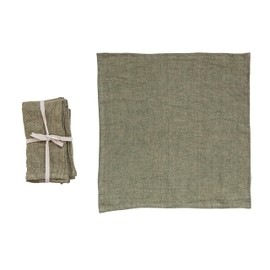 Creative Co-Op 18 Inches Square Stonewashed Linen Dinner Kitchen Use, Olive Color, Set of 4 Napkin, Green