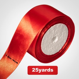 2 Inch Red Satin Ribbon for Gift Wrapping, Crafts, Gifts, Trimming, Sewing, Christmas Wedding Party Decoration 25 Yards
