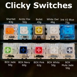 Gateron CLICKY Mechanical Keyboard Switch Tester Sample Pack - INK, Sherbet, BOX, + MORE