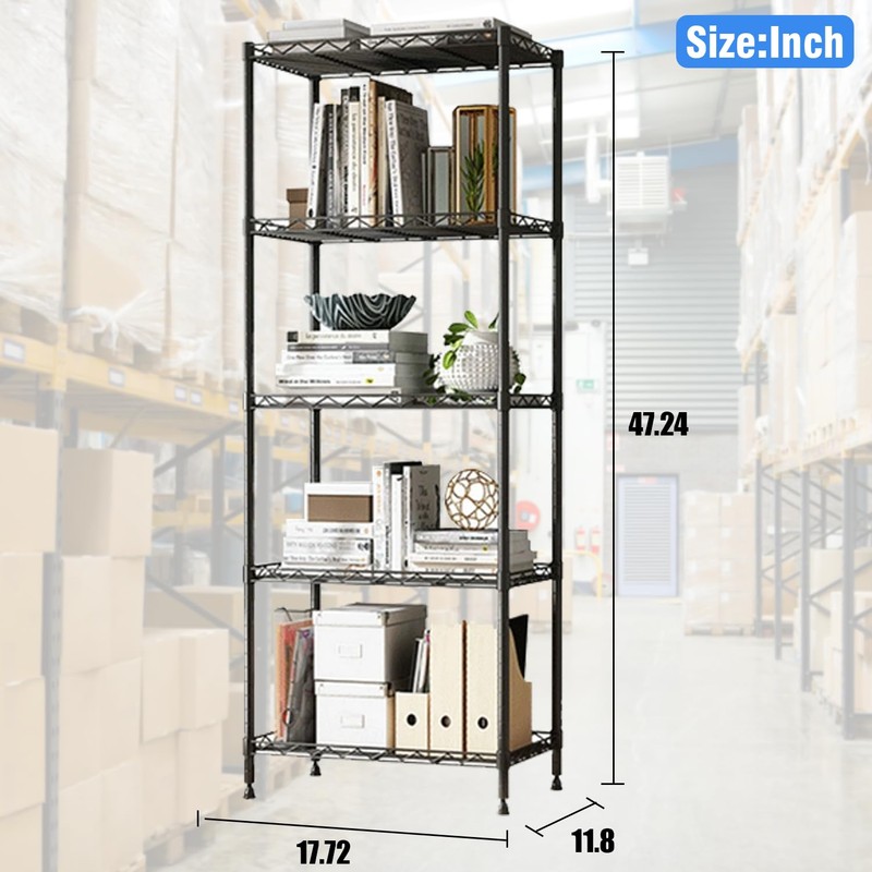 Storage Shelves 5 Shelf Wire Shelving Adjustable Metal Shelving 1250