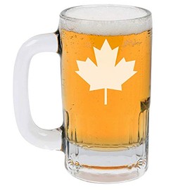 12oz Beer Mug Stein Glass Maple Leaf Canada