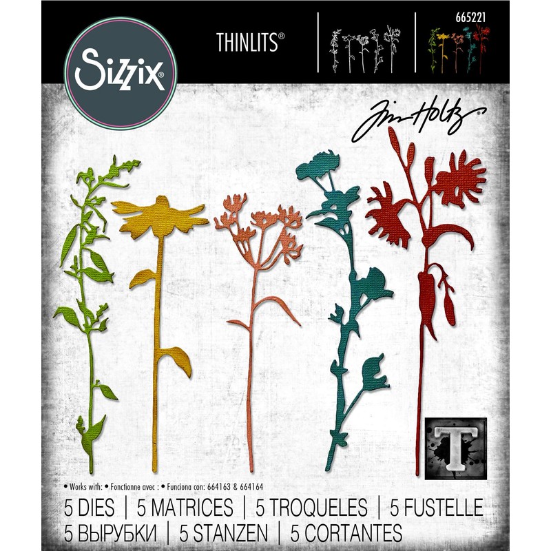 Tim Holtz Sizzix Wildflower Stems Thinlits Dies #1, 2, 3