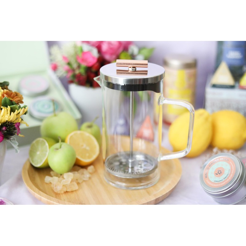 Teabloom Tea Press with Copper Pull Handle and Stainless Steel