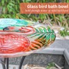 VCUTEKA 18" Outdoor Glass Birdbath with Sturdy Metal Stand for