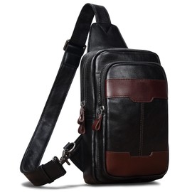 CENUNCO Genuine Leather Sling Bag for Men and Women Crossbody Shoulder Bag Side Sling Backpack Chest Purse Cross Body Casual Daypack