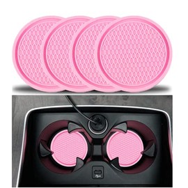 SB Parts Car Cup Coaster 4 Pieces Universal Non-Slip Cup Holders Honeycomb Ornaments Coaster, Anti Slip Insert Auto Interior Accessories (Pink)