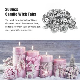 200 Uds. Pestañas de Mechas para Velas, Pestañas de Soporte de Metal para Mechas de Núcleo de Algodón Preencerado, Pestañas de Soporte de Mechas para Velas con Base de Metal para Hacer Velas, 20 X 5 M