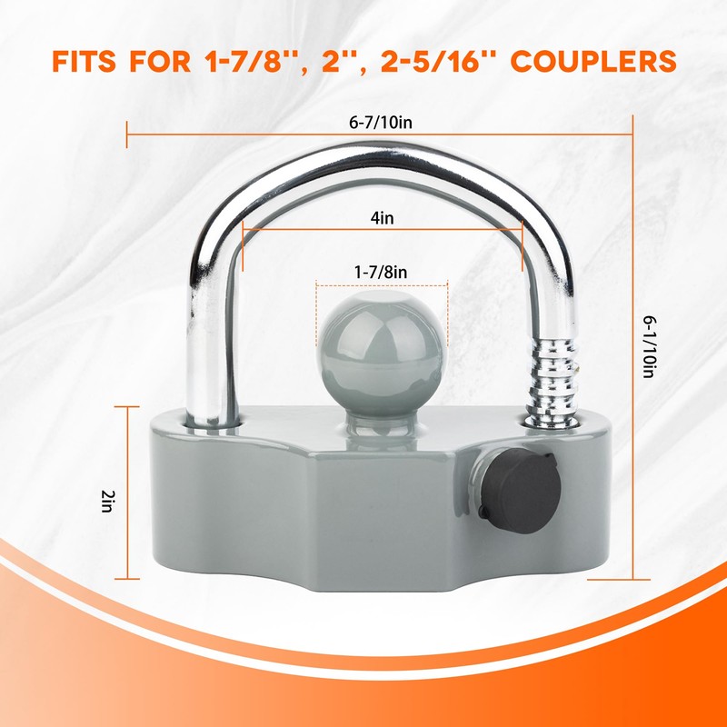 DEEAGLE Trailer Coupler Lock, Heavy Duty Trailer Hitch Lock Fits