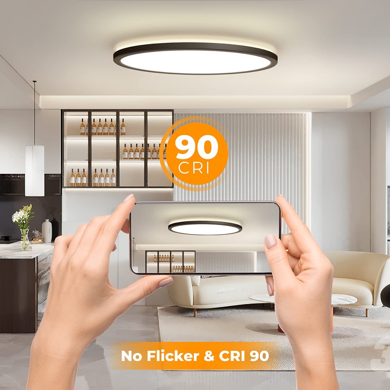 BLNAN LED Flush Mount Ceiling Light Fixture with Remote Control,