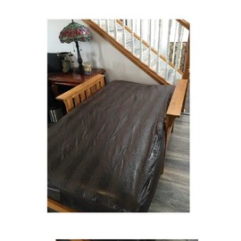 OctoRose Twin Size Leather Like Brown and Bonded Classic Soft Micro Suede Reversible Futon Cover (leatherlike-Brown)
