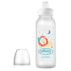 Dr. Brown's Milestones Narrow Sippy Bottle, 100% Silicone Soft Sippy Spout, 8oz/250mL, 6m+, Lion