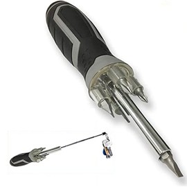 Light Driver LED Screwdriver with Drive Socket and 12" Telescoping, MAGNETIC Pick-up Tool