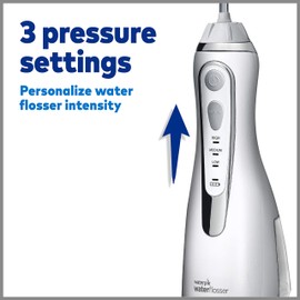 Waterpik Cordless Advanced Water Flosser with 3 Pressure Settings, Dental Plaque Removal Tool Ideal for Travel or Small Bathrooms with USB Charger, White (WP-580UK)