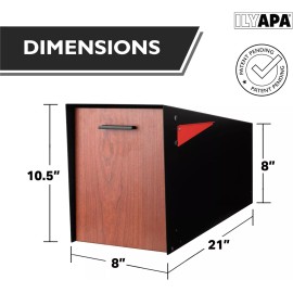 Ilyapa Angle Design Mailbox with Post Mount - Black Powder Coated Steel Heavy Duty