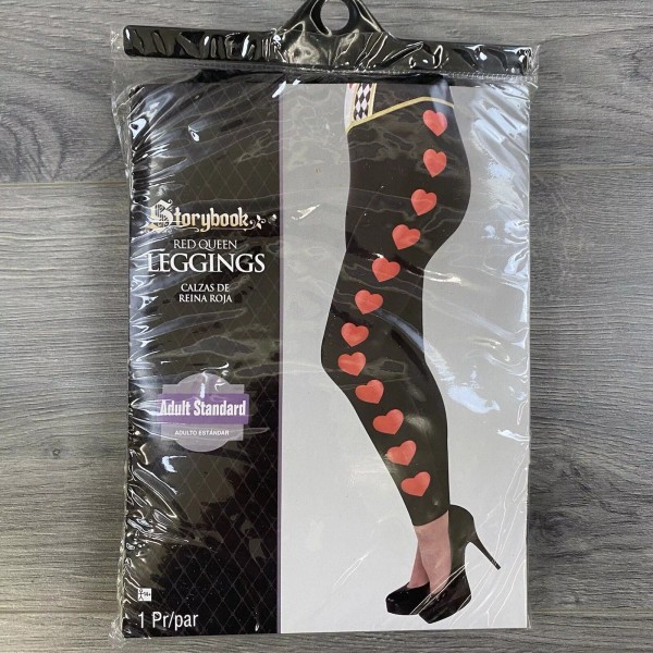 Storybook Red Queen Leggings Heart Leggings Costume Adult Standard up
