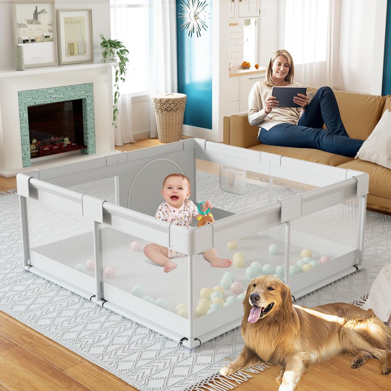 Baby Playpen, 47x47 in Small Play Pen,Toddler Playpen for Apartment,Play