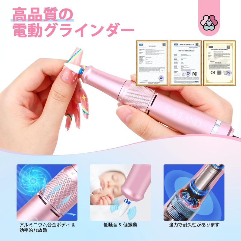 Saviland Pink Blue Nail Drill Portable Professional 40000 RPM Upgrade