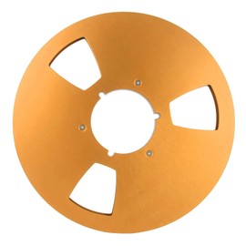 BORDSTRACT 10 Inch 1/4 Inch Tape Reel Open Reel,3 Wind Resistance Holes Empty Tape Reel for Recording Aluminum Alloy Take Up Reel for Professional Sound Durability(gold)