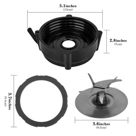 Linkidea Cross Blade with 3 Seal Gasket Replacement, Blender Parts Accessories with 3.7'' Seal Gasket Replacement, Compatible with Oster Pro (Black)