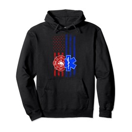 EMS Firefighter EMT Paramedic Tee First Responders US Flag Pullover Hoodie