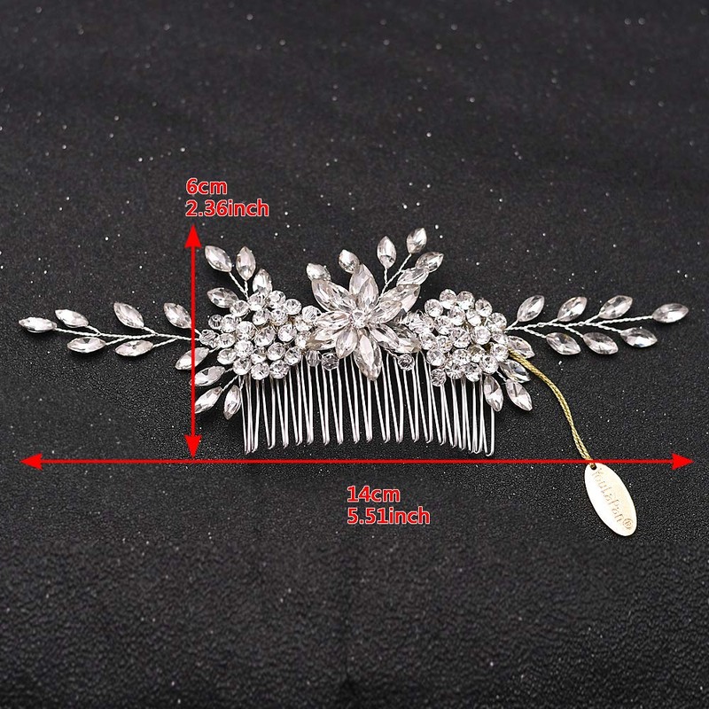 Topqueen Silver Rhinestone Bridal Comb Tiara Diadem for Wedding -