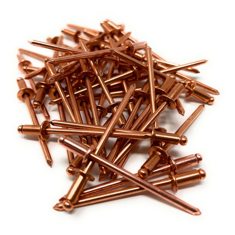 Metal Magery 100 Copper Pop Rivets 1/8 Diameter Copper Mandrel