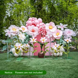 Giant Flower Stand Base and Stem, Weighted Iron Base, Flexible Pole, 3 Bendable Aluminum Pipes and Pins for DIY Paper Flowers, Wedding Arch, Party Backdrop