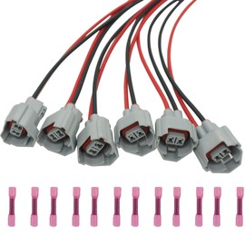 Micarun 6 Pcs 2 Pins Fuel Injectors Connector Wiring Harness Pigtail Plug for Lexus IS250 GS300 ES300 Toyota Camry Mark X Crown Mazda 3 Replaced OE# 23250-31020