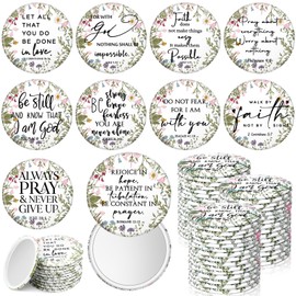 GlikCeil 60 Pcs Mini Christian Compact Mirrors for Women Wildflower Inspirational Bible Verse Pocket Purse Mirrors Religious Easter Gifts for Womens History Month Mother's Day Church Party Favor