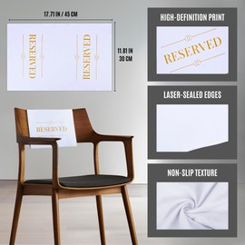ADAPTIC GROUP® Reserved Seating Signs for Chairs & Church Pews – Black & White Fabric – Wedding Reserved Signs – Event & Ceremony Decor – Available in Sets of 6, 12 & 24