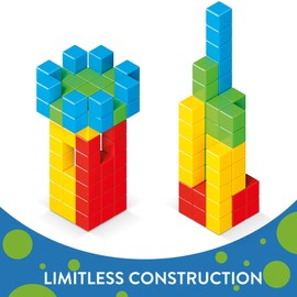 Geomag Geomag Premium Swiss-Made MagiCube 64-Piece Magnetic Stacking Cubes Building Set, Toddlers & Kids Ages 1-5, STEM Educational Toy, Creativity, Imagination, Early Learning Fun, Crystal Packaging