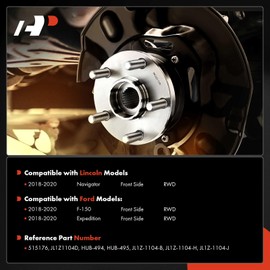 A-Premium Front Wheel Bearing and Hub Assembly with ABS & 6-Lug Compatible with Ford Expedition 2018-2020, F-150 2018-2020, Lincoln Navigator 2018-2020, RWD Only