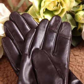 Warmen Women's Touchscreen Texting Driving Winter Warm Nappa Leather Gloves - 7.5 (US Standard size) - Dark Brown (Touchscreen Function/Cashmere Lining)