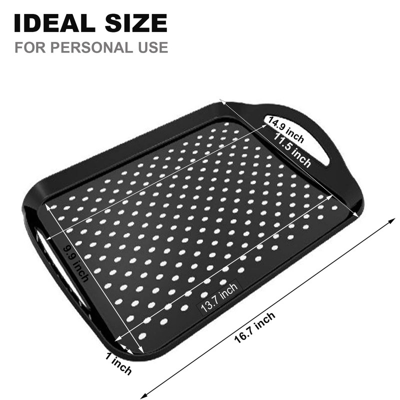 ECOIOU Non Slip Food Serving Tray with Handles, 2-Pack Rectangle