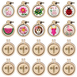 Framendino, 20 Pack 1 Inch Mini Embroidery Hoops Wood Round Cross Stitch for Frame Crafts Jewelry