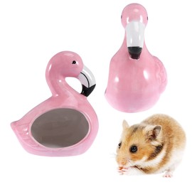 Ipetboom Hamster Hide Flamingo Sandbad Dust Bath for Hamsters Hamster Bathing Sand Ceramic Tile to Cool Down Hamster Bathing Accessories Hamster Cages House Chinchilla