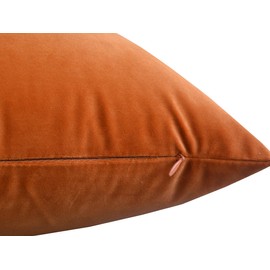 Lutanky Velvet Cushion Covers (Pack of 2) Lovely Rectangle Throw Pillow Cases Soft Solid Decorative Pillow Covers for Sofa Bedroom Car 12x20 Inch 30 x 50 cm (dark orange, 2 Pieces)