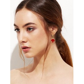 Enamel Maple Leaf Dangle Hoop Earrings for Women Girls Thanksgiving Autumn Fall Leaves Earring Hypoallergenic Red Enameled Canadian Maple Leaf Piercing Hoops Festival Jewelry