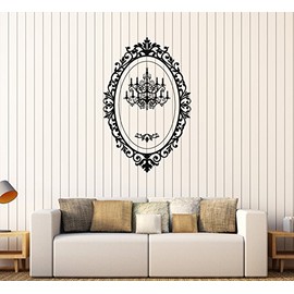 Vinyl Wall Decal Chandelier Mirror Frame Lighting Patterns Art Stickers (065ig) Black