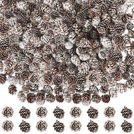 200 Pcs Snow Pine Cones, Mini Pinecones for Craft, Natural Cones Wreath, Christmas Bowl Stuff Winter Decorations Decor Accessories Party Suppliesfor Home Indoor Vase Filler