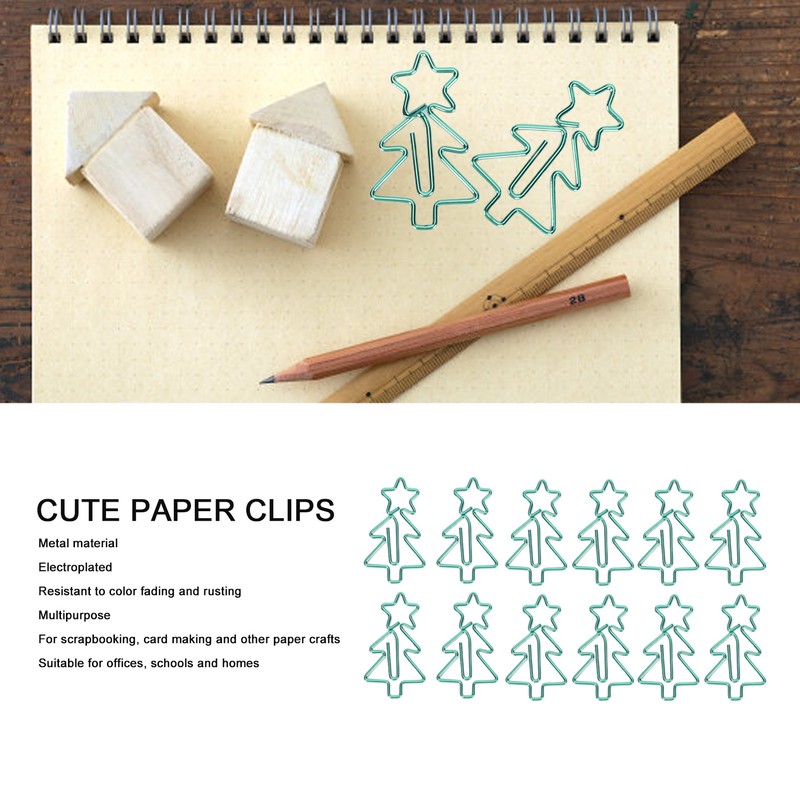 100pcs Paper Clips Prevent Slip Cute Christmas Tree Shaped Decorative