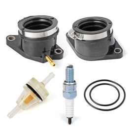 Intake Manifold Carburetor Boot L & R + Spark Plug Compatible with Yamaha Raptor 660 660r 2001 2002 2003 2004 2005 5LP-13596-01-00 5LP-13586-01-00