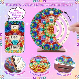 6 7 8 9 Year Old Girl Gifts Craft Kits: Mandalas Diamond Art Calendar for Kids Girls Gifts Age 6-12, Perpetual Calendars Diamond Mosaic Arts and Crafts for Kids Age 6 8 10 Creative Toys for Girls