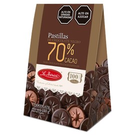 La Iberica Pastillas de Chocolate Negro 70% Cacao Peruano 5.3 oz | Dark Chocolate 70% Peruvian Cocoa Pastilles 3 Pack