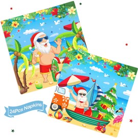 96PCS Christmas In July Decorations Christmas In July Party Decorations Christmas In July Plates and Napkins for 24 Person Mele Kalikimaka Hawaiian Christmas July Birthday Decorations Supplies