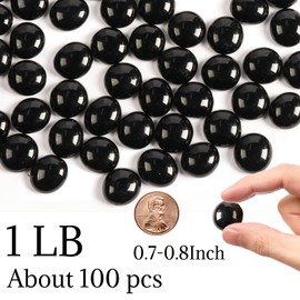 MBKHFLL 5Lb Black Glass Marbles, Black Glass Rocks, Decorative Black Glass Pebbles for Vase Fillers Fish Tank Plants Flower Pots Fountains Crafts Table Scatter and Fire Pits